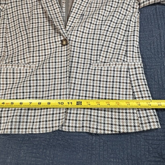 Lands' End Women's Small 6/8 Blazer Stretchy Brown, Cream & Black Plaid Preppy - Picture 8 of 15
